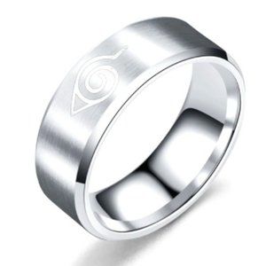 Naruto Silver Titanium Steel Ring Size 7